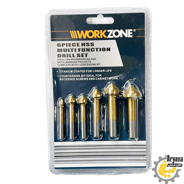 مجموعه 6 عددی مته خزینه 90 درجه WORKZONE